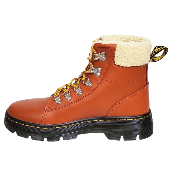 NWB Dr Martens combs leather faux fur lined combat boots rust tan waterproof - Picture 9 of 16